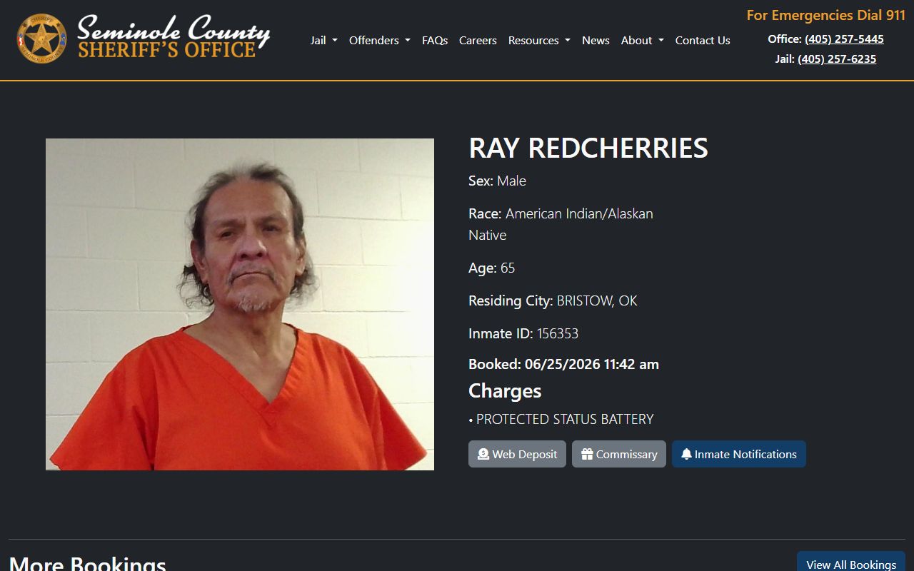 Seminole County Jail inmate profile roster search fields